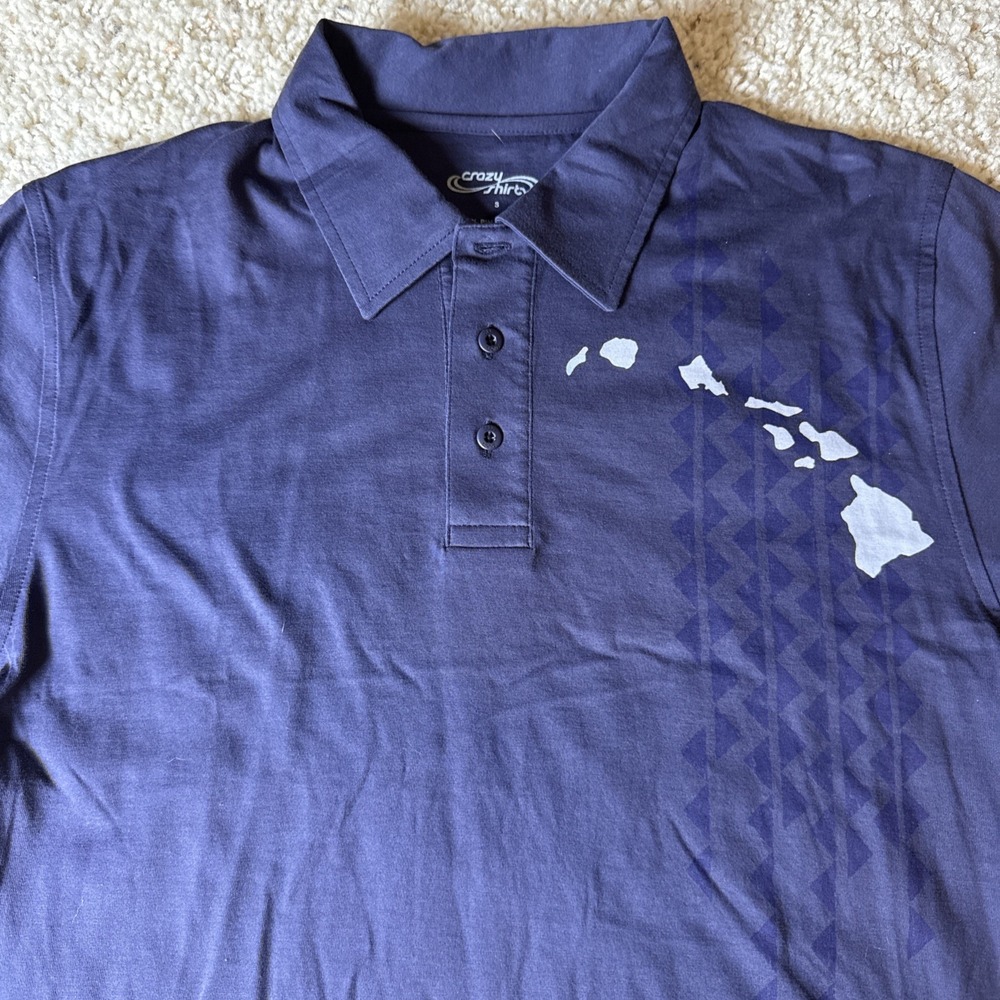 NWOT Crazy Shirts Hawaii Polo Shirt Mens Small Blue Short Sleeve Golf Collared